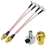 TUOLNK SMA Female to Dual TS9 Right Angle Male Splitter Cable SMA to TS9 Coax Cable 6inch(15cm) Compatible with USB Modem Dongle/Security Camara RF Extension Coax Cable V Type Coaxial Pigtail 2 Pack