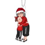 Grandma & Grandkid Hugging for Granddaughter Grandson Personalized Acrylic Ornament, Grandma Grandkid Ornament Personalized Christmas Tree Decorations Custom Family Christmas Ornament