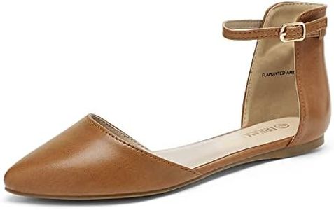 DREAM PAIRS FLAPOINTED Women's Casual D'orsay Pointed Plain Ballet Comfort Soft Slip On Flats Shoes New,ANKLE-TAN-PU,5.5 B(M) US