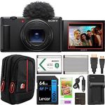 Sony ZV-1 II Vlog Camera with 4K Video & 20.1MP for Content Creators and Vloggers Black ZV-1M2/B Bundle with Deco Gear Case + Extra Battery + 64GB Memory Card + HDMI Micro Cable + Accessories Kit