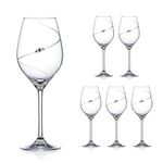 DIAMANTE Swarovski White Wine Glasses - 'Silhouette' Hand Cut Design Embellished with Swarovski Crystals - Set of 6