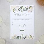 Dotty about Paper White Flower Garland - Ready to Write Wedding Invitations - Pack of 10. Floral, Greenery, Foliage, Elegant. Pefect For Friends and Family. Envelopes Included (15 0012)