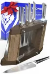 DALSTRONG Knife Block Set - 8 Piece - Crusader Series - Forged High-Carbon German Stainless Steel - Manchurian Ash Wood Block Stand - Professional Kitchen Set - Knife Set - NSF Certified