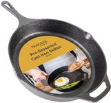 nuovva Pre Seasoned Cast Iron Skillet Frying Pan - Oven Safe Grill Cookware for Indoor & Outdoor Use – Cast Iron Pan PFOA & PTFE Free (12 inches – 32cm)