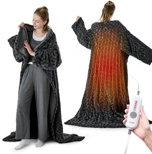 WOOMER Wearable Heated Blanket 50”×70“, Soft Faux Fur & Cozy Sherpa Heated Snuggle with Foot Pockets and Sleeves