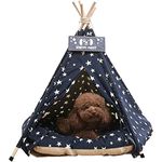 Pet Teepee 50x50x60cm Dog & Cat Bed with Cushion- Luxery Dog Tents & Pet Play Houses with Removable Washable Cushion & Blackboard Easy Assemble