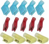 Lala Smill 1/4" Nylon Flag Spade, 200pcs Female Insulated Quick Disconnects Electrical Crimp Terminal Flag Connector 22-18 18-14 12-10 Gauge Red Blue Yellow
