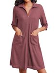 Ekouaer Zip Front Robes for Women with Pockets Ladies Waffle Weave Short Bathrobe Summer Housecoats