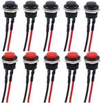 RUNCCI-YUN 16mm Push Button Switch ON/OFF Momentary Button Power Switch,round push button switch,push button switch 12v (10Pcs)， with pre-Wired