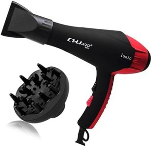 CHJPRO Professional Salon Hair Dryer AC 2100W Ceramic Tourmaline Ionic Blow Dryer with Hot-Cold Heat Setting for Home & Salon, 2 Concentrators CA Plug(Black and Red Stitching)