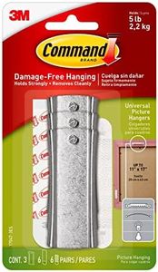 Command Large Universal Frame Hanger, 3 Picture Hangers with 6 Command Strips and 6 Frame Stabilizer Strips, Decorate Damage-Free