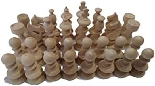DIY wooden chess piece set hand lathe without paint natural chess pieces unpainted unlaquered (Base diameter 1.25 in and king is 3.62 inch high)