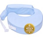 My Brest Friend Professional Nursing Pillow – Firm Flat Feeding Support Cushion with Wipe-Clean Vinyl Cover, Wrap-Around Adjustable Fit & Back Panel – Blue
