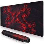 veecom Gaming Mouse Mat, Large Mouse Mat 800×400×3 mm, Fire Gaming Mouse Pad XXL Red Mousemat, Extended Mouse Pad Large Rubber Mousepad XL for Desk, Non Slip Keyboard and Mouse Mat