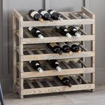 CKB LTD® Deluxe 35 Bottle Large Wine Rack Freestanding ñ Wood Spruce - Wooden Wine Bottle Storage Rack Holder For Bar Home Kitchen