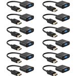 Display Port to VGA, Gold-Plated DisplayPort to VGA Converter Adapter (Male to Female) for Computer, Desktop, Laptop, PC, Monitor, Projector, HDTV, HP, Lenovo, Dell, ASUS and More (12-pack)