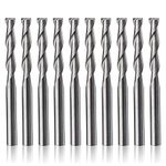 Bestgle 10pcs 1/8" Shank Tungsten Carbide Flat Nose End Mill, 2 Flutes Spiral Milling Cutter Tool CNC Rotary Bits Set (3.175 x 17mm)