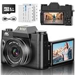 4K 56MP UHD Digital Camera AutoFocus with 16X Digital Zoom Vlogging Camera for YouTube with 3.0 Inch 180° Rotation Flip Screen Compact Camera for Beginners Adults with 32GB Micro SD Card & 2 Batteries