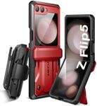 TONGATE Designed for Z Flip 5 Case with Screen Protector & Hinge Protection & Belt-Clip, Military Grade Phone Case Bulit-in Hidden Kickstand for Samsung Galaxy Z Flip 5 Case 5G (2023), Red