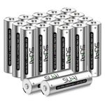 SUKAI AA Batteries Rechargeable 2800mAh High-Capacity Ni-MH AA Rechargeable Batteries Pre Charged Double A Batteries, Pack of 20