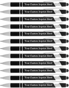 ExpressPen™ - Personalized Pens with Stylus - The Legacy - Custom Metallic Printed Name Pens with Black Ink - Imprinted with Logo or Message - Great Gift Ideas - Customizable -12 pcs/pack (Black)