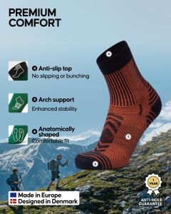 DANISH ENDURANCE Merino Wool Walking Socks, Unisex, 3-Pack, 9-12, Multicolor