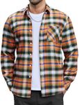 COOFANDY Men's Flannel Plaid Shirt Long Sleeve Button Down Shirt Cotton Casual Lightweight Shirt Jacket