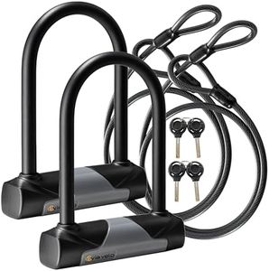 Via Velo 2 Bike Lock Sets with Same Key System Heavy Duty Anti-Theft Bicycle U Locks with 8 mm x 4ft Braided Steel, 4 Keyed Alike Keys for E-Bike, Scooter Mountain Road Bike