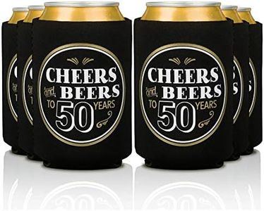 Birthday Koozies - Cheers and Beers to 50 Years | 50th Birthday Party Gifts for Men - Decorations for Retirement/Anniversary Favor | Can Coozies Cooler Covers | Insulated Beer Bottle Holder