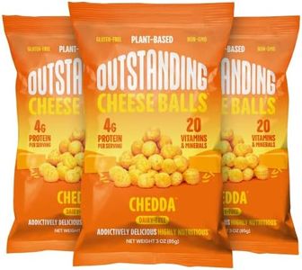 Outstanding Foods - Outstanding Cheese Balls, Chedda - No Artificial Ingredients - Dairy Free, Gluten Free, 4g of Protein, Low-Carb Vegan Snacks With 20 Essential Vitamins & Nutrients - 3 oz, 3 Pack