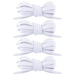 4 Pairs Flat Shoe Laces, 5/16'' Wide Shoelaces White Shoe Laces Athletic Shoelaces for Sneakers Running Shoes
