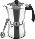 Cafe Du Chateau Espresso Maker (6 cup) Transparent Top Lid, High Gloss Finish, with Coffee Clip Spoon - Coffee Percolator