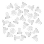 Navjai Plastic Small Size Earring Back Stoppers/Push Buttons/Finding Studs/Earring Plugs Rubber Bullet Backs with Pad Transparent Rubber Earring Backs Studs for Women Pack of 100Pc