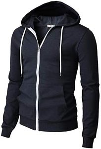 H2H Mens Casual Zip Up Long Sleeve Hoodies with Kanga Pocket NAVY US L/Asia XL (CMOHOL048)