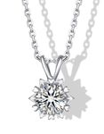 MomentWish Star Necklace for Women, Christmas Gift for Her, 2Carat Moissanite Necklace, 925 Sterling Silver Snowflake Necklace for Birthday Gift