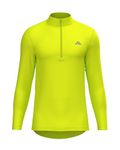 DANISH ENDURANCE Cycling Jersey Long Sleeved, Rear Pockets, Reflective Details, for Men, Neon Yellow, M