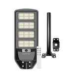Homehop ABS Solar Street Light Outdoor Waterproof 300 Watt LED Wireless Motion Sensor high Power Lamp for Home, Garden, Wall, Pathway, Dusk to Dawn with Pole (12000Mah/3.2V- Cool Light, Black)