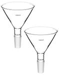 QWORK Glass Jointed Short Stem Powder Funnel Filter Funnel with 100mm Top O.D and 24/40 Inner Joint for lab, 2 Pack