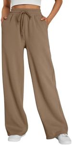 Trendy Queen Womens Wide Leg Fleece Lined Sweatpants Khaki M