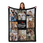 Prints Fun Personalized Blanket with Family Members Photos, Custom Picture Blankets, Throws Blanket Gifts for Family Mom Dad Friends Couples Wife Gifts Valentine Christmas Mothers