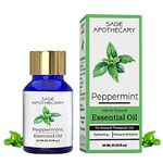 Sage Apothecary Peppermint Essential Oil for helps Hair Growth, Face & Body, Dandruff control Skin Care & Scalp, Diffuser Aromatherapy 100% Pure & Natural Undiluted 10ml