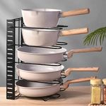 Pan Organiser Rack -5 tier Vertical Pot Lid Holder,Pan rack for Cabinet Kitchen Cupboard Organiser for Kitchen Storage & Organisation ,Pan Lid Holder Plates,Chopping Boards and Plate Holder Black…