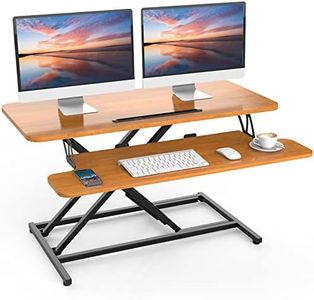 ERGOMAKER Standing Desk, 36"/90cm Wide Height Adjustable Quick Sit Stand Computer Desk Converter for Home Office Workstation (Black Frame + Cherry Desktop)