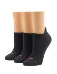 HUE Women's Air Cushion Tab Back No Show Liner Sock 3 Pair Pack, Black, One Size