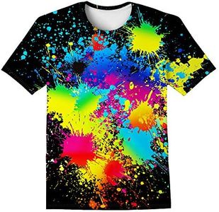 LAIDIPAS Boys Girls 3D Graphic Shirts Cool Crewneck T-Shirt Unisex Short Sleeve Top Tees 6-16 Years, 1-graffiti, 11-13 Years