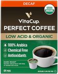 VitaCup Organic Perfect Dark Roast Decaf Coffee Pod for Pure & Clean Energy, Antioxidants, Low Acid, Peru Single Origin in Recyclable Single Serve Pod Compatible with Keurig K-Cup Brewers, 64 CT