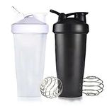 InciFuerza Shaker Bottles with Wire Whisk Balls, Bottle Shaker Cup for Protein Shakes Pre Workout, Beverages, Mixing Salad Dressing Sauces, Margarita, 700ml (Black White)