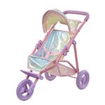Olivia’s Little World - Play Baby Doll Bassinet Stroller, Baby Doll Pram Stroller Buggy for 3 Years Old Girls, Magical Dreamland Baby Doll Jogging Stroller Dolls up to 18 Inches - Iridescent