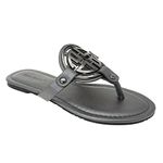 Pierre Dumas Women's Limit-20 Sandal, Pewter Pu, 4.5 UK