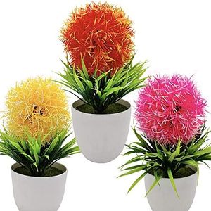 Fycooler 3 Pz Piante Artificiali Autunno in Vaso Plastica, per Home Bagno Ufficio Tabella Decorazione-Piante Artificiali Finti in Vaso Fiore Artificiale per Casa Ufficio Giardino Patio